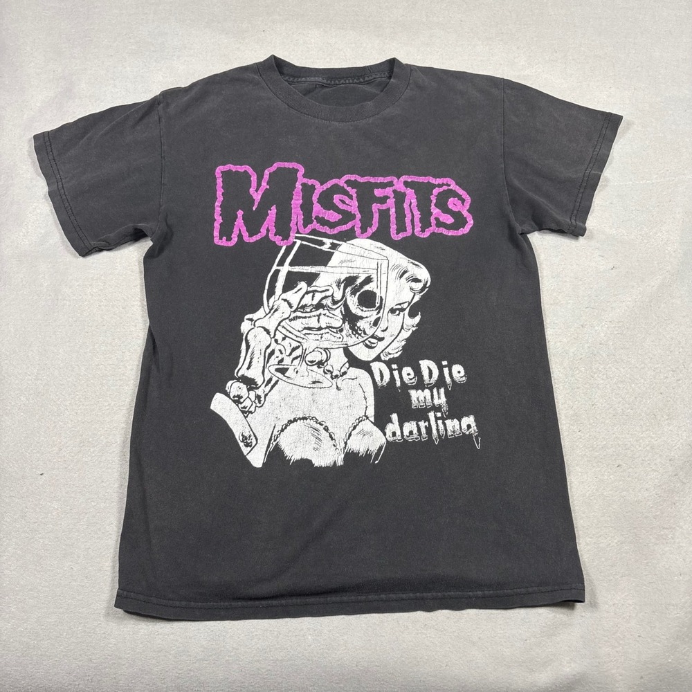 Misfits Die Die My Darling Graphic T-Shirt Black Pink Horror Punk Band Tee Small